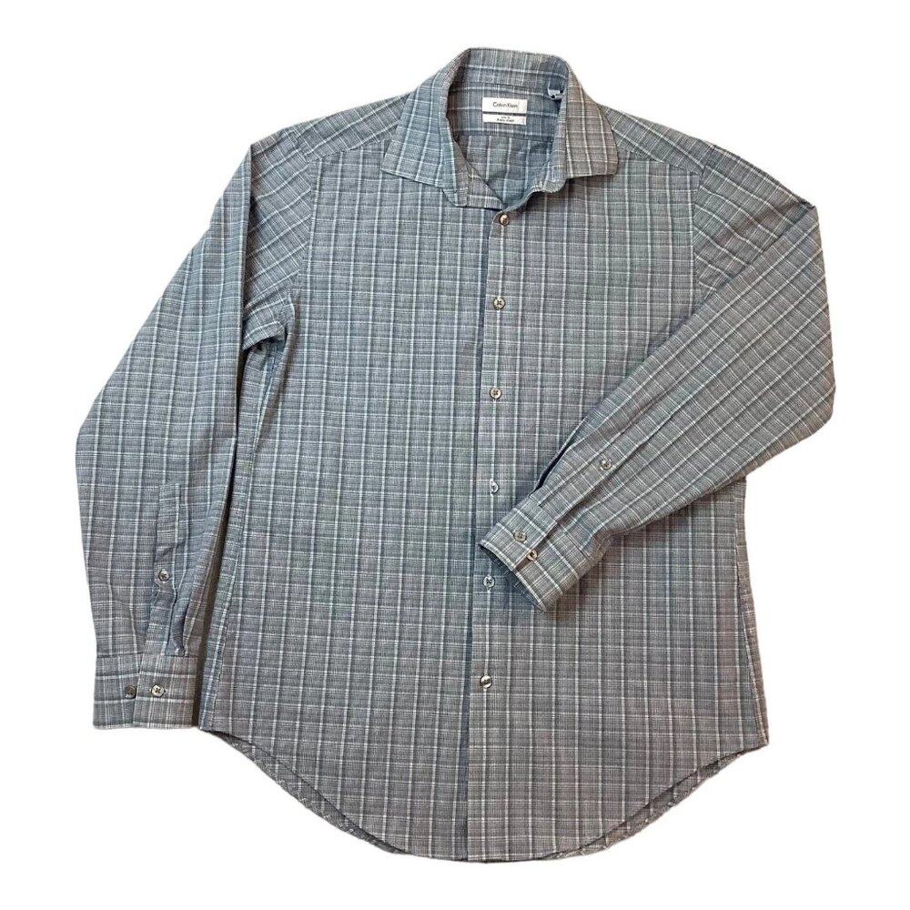 Calvin Klein Slim Fit Long Sleeve Button Up Shirt Mens Size 15-15.5 32/33 M